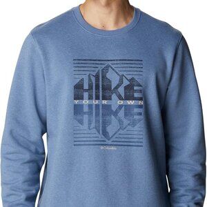 🆕Columbia Men's Hart Mountain Graphic Crew, Bluestone Heather/Hike Graphic, NWT